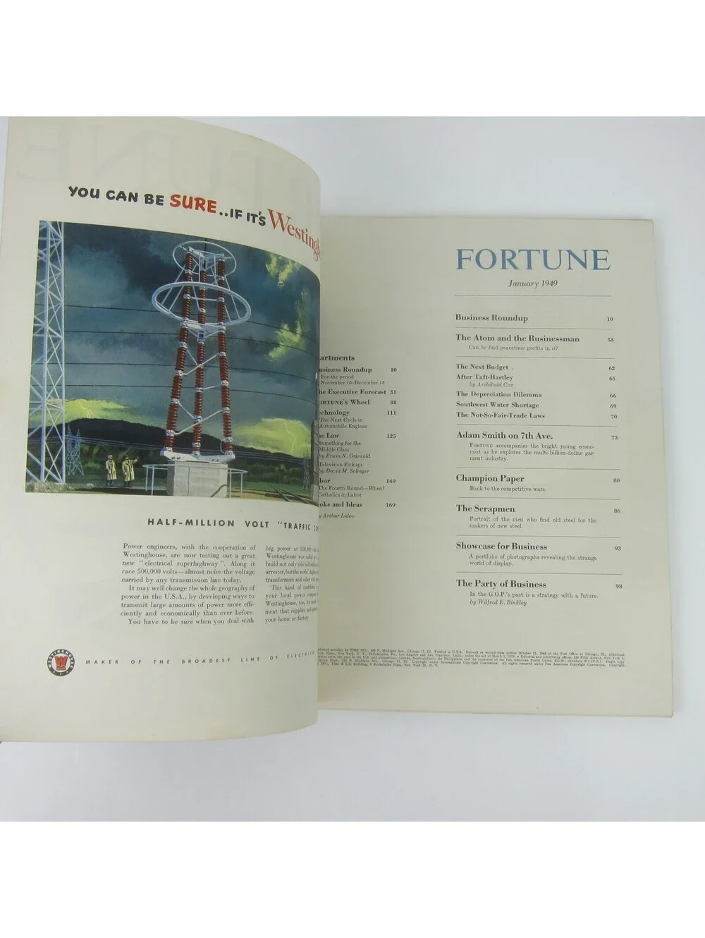Vintage FORTUNE Magazine January 1949 Arthur Lidov Cover Seagrams Cunard Ads